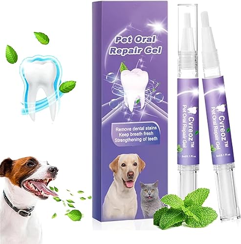 Ashopfun Cvreoz Oral Repair Gel für Haustiere, zur Mundpflege, zur Beseitigung von Mundgeruch, zielt Zahnstein ab, Zahnaufhellung, repariert Zahnfleisch, hält Ihr Haustier oral gesund (2 Stück) von Ashopfun