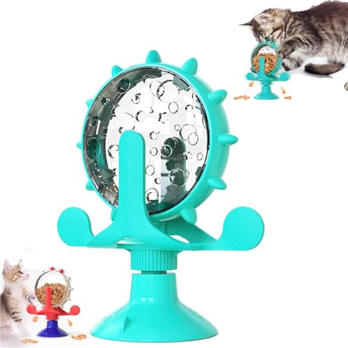 Ashopfun Ferris Wheel Treat Toy,Funny Cat Toy Slow Food Dispenser Pet Windmill Toy,Interactive Cat Toy Slow Feeder,Cat Treat Toy Dispenser,Dog Treat Pet Food Kitten Interactive Toy (Blue) von Ashopfun