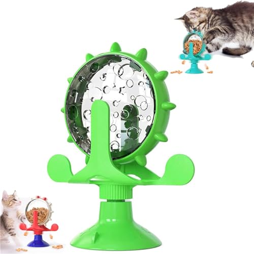 Ashopfun Ferris Wheel Treat Toy,Funny Cat Toy Slow Food Dispenser Pet Windmill Toy,Interactive Cat Toy Slow Feeder,Cat Treat Toy Dispenser,Dog Treat Pet Food Kitten Interactive Toy (Green) von Ashopfun