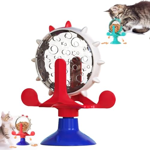 Ashopfun Ferris Wheel Treat Toy,Funny Cat Toy Slow Food Dispenser Pet Windmill Toy,Interactive Cat Toy Slow Feeder,Cat Treat Toy Dispenser,Dog Treat Pet Food Kitten Interactive Toy (Red) von Ashopfun