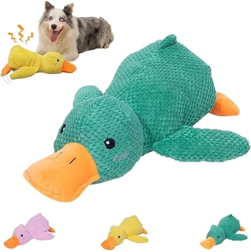 Ashopfun Zentric Quack-Quack-Ente Hundespielzeug, klassisches Enten-Hundespielzeug, Zentrisches Plüsch-Hundespielzeug, Kauspielzeug, Quackenspielzeug für Hunde mit echtem Quackgeräusch (grün) von Ashopfun