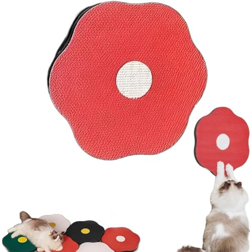 Kratzmatte mit Blumenmotiv für Katzen an der Wand, Nagelfeile, Kratzbrett, Katzenmöbelschutz, Katzenkratzmatte, blumenförmige Katzenkratzpads für Wand, Boden (rot) von Ashopfun
