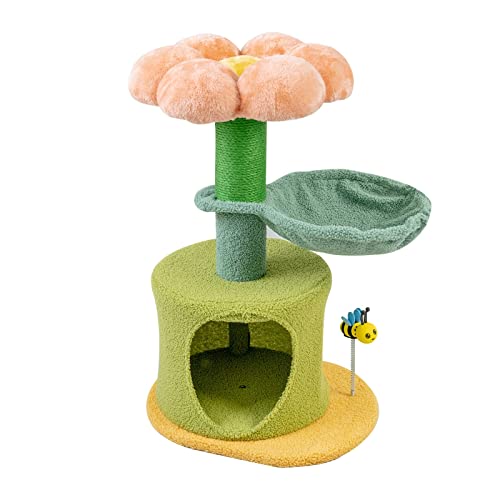 Kratzbaum Häuser Weiche Sonnenblume Katze Klettergerüst Großhandel Halbgeschlossenes Nest Frühling Bee Stick Katze Sisal Baum Kratzbaum Plüschnetz von AsiLoP