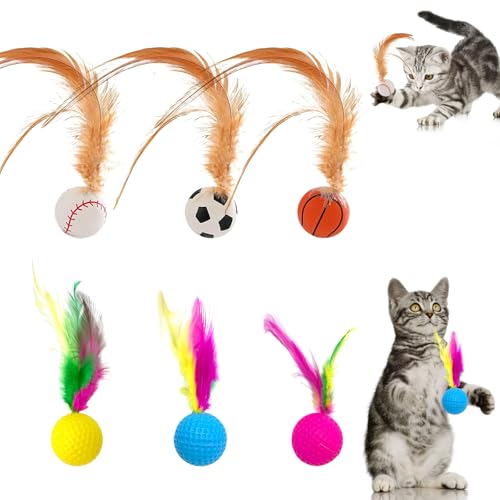 6 Stück Katzenspielzeug Ball,Katzenspielzeug Federn,Hüpfender Katzenball mit Feder,Interaktives Federballspielzeug für Katzen,Geeignet für Katzeninteraktion,Bewegung,Spiele Drinnen und Draußen 6 Stück Katzenspielzeug Ball,Katzenspielzeug Federn,Hüpfender Katzenball mit Feder,Interaktives Federballspielzeug für Katzen,Geeignet für Katzeninteraktion,Bewegung,Spiele Drinnen und Draußen von Asitanie