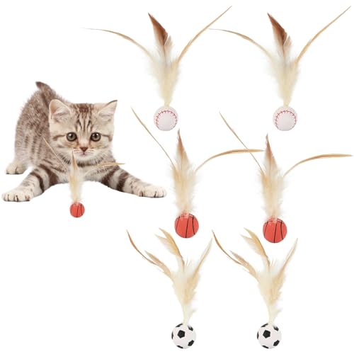 6 Stück Katzenspielzeug mit Federn Hüpfender Katzenball mit Feder Interaktives Federballspielzeug Hüpfender Katzenball mit Feder für Katzen Spielen für Drinnen und Draußen Kätzchenjagdspielzeug 6 Stück Katzenspielzeug mit Federn Hüpfender Katzenball mit Feder Interaktives Federballspielzeug Hüpfender Katzenball mit Feder für Katzen Spielen für Drinnen und Draußen Kätzchenjagdspielzeug von Asitanie