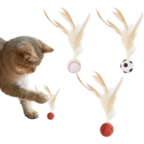 Asitanie 3 Stück Katzenspielzeug Federn Interaktives Federballspielzeug für Katzen Hochelastischer Spaß für Katzen Kätzchenjagdspielzeug Aus Gummi für Bewegung Asitanie 3 Stück Katzenspielzeug Federn Interaktives Federballspielzeug für Katzen Hochelastischer Spaß für Katzen Kätzchenjagdspielzeug Aus Gummi für Bewegung von Asitanie