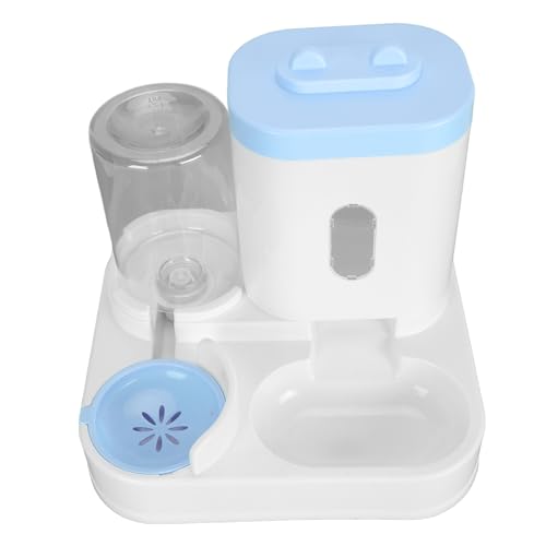 2-in-1-Tierfutter-Wasserspender mit Großer Kapazität, Praktischer Automatischer Katzenfutterspender und Tränke für Hundewelpen, mit Sichtbarem Fenster, für Katzen, Kätzchen (Blue) von Asixxsix