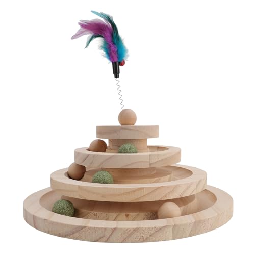 Asixxsix Drehscheibe Katzenturm Spielzeug, Kiefer Holz 4 Level Ball Turm Spaß interaktives Katzenspielzeug, Katze Ball Track Spielzeug für Langeweile, fesselnde Drehscheibe Design Asixxsix Drehscheibe Katzenturm Spielzeug, Kiefer Holz 4 Level Ball Turm Spaß interaktives Katzenspielzeug, Katze Ball Track Spielzeug für Langeweile, fesselnde Drehscheibe Design von Asixxsix