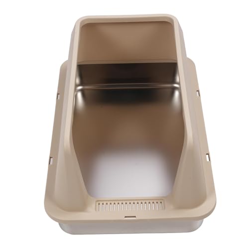 Asixxsix Edelstahl -Katzentoilette,23,62 X 15,75 X 3,94 Zoll Antispritzer Entfernbarer Hohe Seiten Extra Große Katzenratschachtel, Einfache Reinigung Großer Müllbox für Große Katzen (Khaki) von Asixxsix