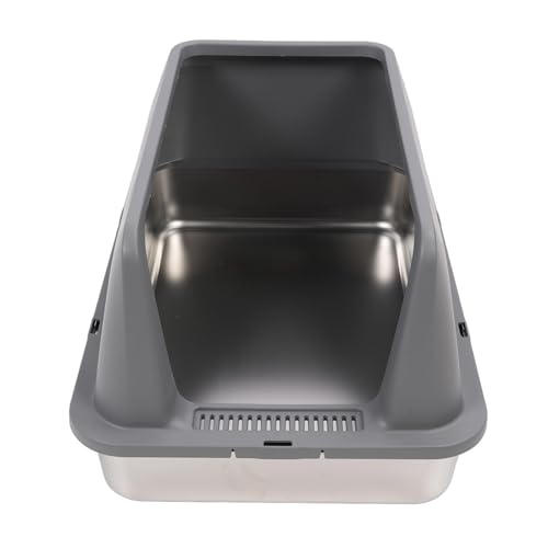 Asixxsix Edelstahl -Katzentoilette,23,62 X 15,75 X 3,94 Zoll Antispritzer Entfernbarer Hohe Seiten Extra Große Katzenratschachtel, Einfache Reinigung Großer Müllbox für Große Katzen (dunkelgrau) von Asixxsix