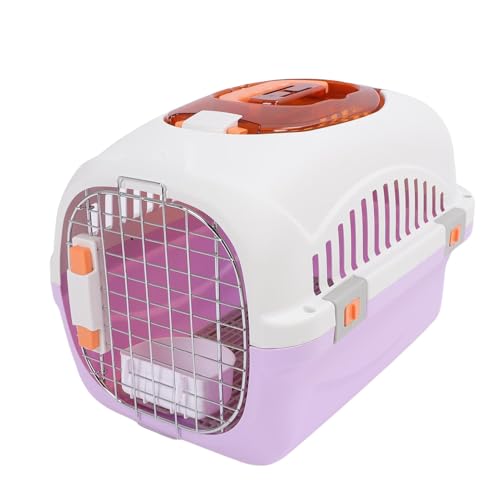 Asixxsix Hunde Zwinger aus Kunststoff, 19,69x12,99x12,20 Zoll Atmungsaktiv Airline-freundlicher Haustier Träger mit Oberem Fenster und Griff, Reise Hunde Kiste für Haustiere (Black) von Asixxsix