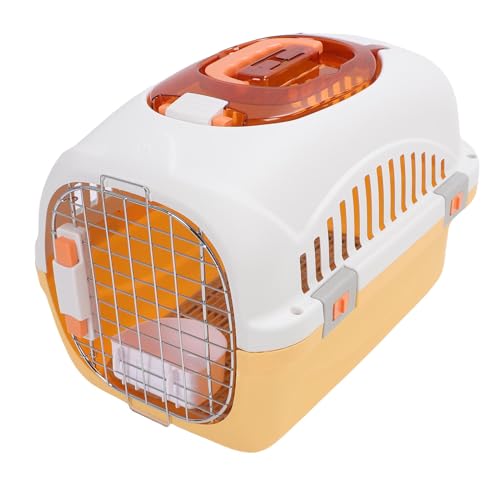 Asixxsix Hunde Zwinger aus Kunststoff, 19,69x12,99x12,20 Zoll Atmungsaktiv Airline-freundlicher Haustier Träger mit Oberem Fenster und Griff, Reise Hunde Kiste für Haustiere (Yellow) von Asixxsix