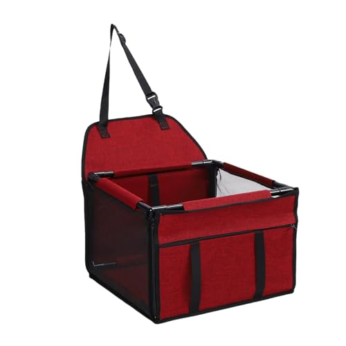 Asixxsix Hundeautossitz, Oxford Stoff Water Proof Hund Booster Autositz Faltbare Tragbare Haustier -Autositze für das Reisen, Multi -funktionaler Gebrauch, 39x39x27cm (Rot) von Asixxsix