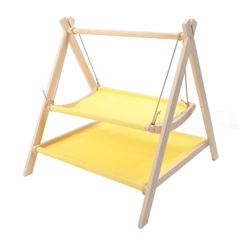 Asixxsix Katzenschaukel-Hängemattenbett, 2 Schichten, Erhöhter Holzrahmen, Katzenbett, Kätzchen, Haustier, Stehendes Schaukelspielzeug, Tragbares Ganzjahres-Katzenbett für Hauskatzen Asixxsix Katzenschaukel-Hängemattenbett, 2 Schichten, Erhöhter Holzrahmen, Katzenbett, Kätzchen, Haustier, Stehendes Schaukelspielzeug, Tragbares Ganzjahres-Katzenbett für Hauskatzen von Asixxsix
