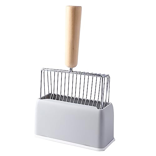 Asixxsix Katzenstreu Scoop, Kitty Metal Scooper mit Halter und Langem Griff, Ergonomische Tiefe Schaufel für Katzenstreubox Geeignet, Einfach zu Reinigen, Einfach zu Bedienen (Grey) von Asixxsix