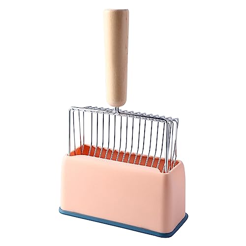 Asixxsix Katzenstreu Scoop, Kitty Metal Scooper mit Halter und Langem Griff, Ergonomische Tiefe Schaufel für Katzenstreubox Geeignet, Einfach zu Reinigen, Einfach zu Bedienen (PINK) von Asixxsix