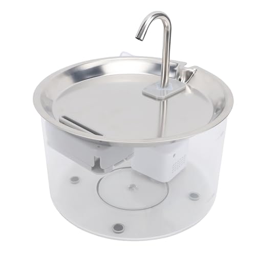 Asixxsix Katzentrinkbrunnen aus Edelstahl, Automatischer 3-Liter-Wasserspender für Haustiere mit Ultraleisen Pumpe, Mehrfachfiltration, Schüssel mit Minimalem Platzbedarf (Transparent) von Asixxsix