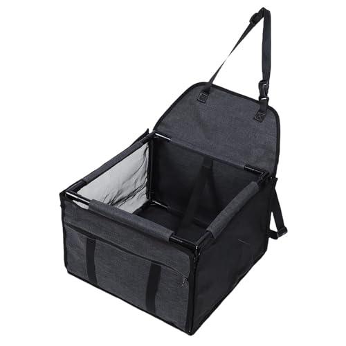 Asixxsix Kleiner Hundeauto -Booster -Sitz, Wasserdichtes Falten -Falt -Reisetier -Trägerkäfig mit Atmungsaktivem Netz und Stabilen Rahmen Tragbarer Haustierautokorb für Roadtrips (Schwarz grau) von Asixxsix