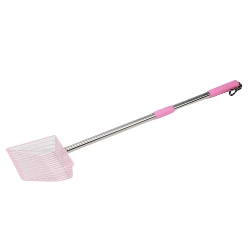 Asixxsix Metal Cat Crates Scoop mit Teleskopgriff, Edelstahl Langgriff Katzenstreu Schaufel, Nicht -Stick -Design mit Tiefen Schaufel für Hühnerbummel, Haustierstreubox (PINK) von Asixxsix
