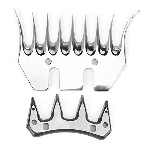 Asixxsix Schafsscherenblätter, 13 Zahn aus Edelstahl -Clipper Blades Abnehmbare Tierschneiderschere für die Pflege von Ziegen, Lämmern, Lamas, Alpakas, Einfach zu (9-Zahn-Scimitar-Klinge (+Swing von Asixxsix
