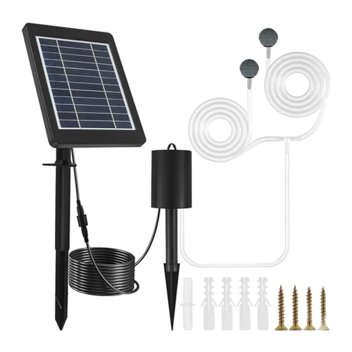 Asixxsix SolarbieBenes Luftpumpen-Set, Solar-Techbelüfterpumpe mit Sprudelstein, 3 Modi Hydrokultur-Luftpumpe, SolarbetrieBener Teichsprudler für von Asixxsix