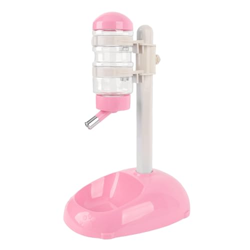 Asixxsix Stehender Wasserspender für Haustiere, höhenverstellbar, automatischer Wasser-Futterspender, Futternapf, 500 ml Hunde-Wasserflaschenspender, Hunde-/Katzen-Wassernapf-Set (Rosa) von Asixxsix