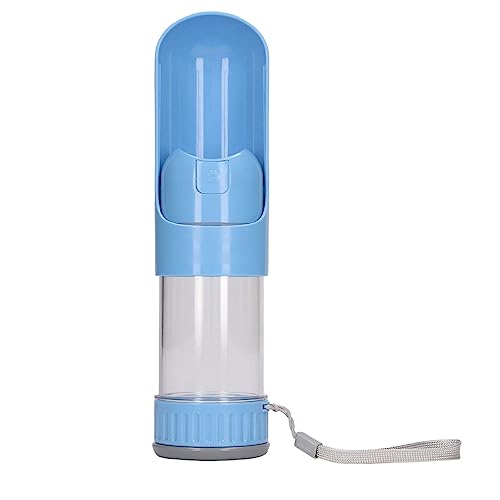 Tragbare Hunde-Wasserflasche, 2-in-1, Teilbar, Tragbarer Hunde-Wasserspender, Futterspender, Doppelt Auslaufsichere Hunde-Reise-Wasserflasche mit Trinkbecher und Futterbehälter (Blau) von Asixxsix