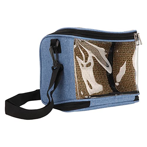 Asixxsix Vogeltragetasche, tragbare Vogel-Reisetasche mit Seitentaschen, Zwei-Wege-Reißverschluss, transparenter atmungsaktiver Papageien-Reisekäfig für Sittiche, Hamster, Eidechsen (Blau) von Asixxsix