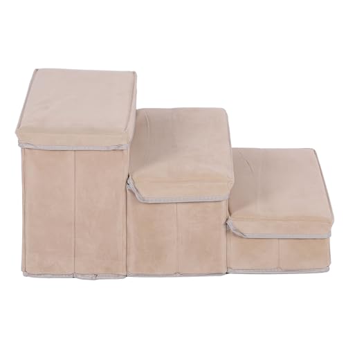 Faltbare Hundetreppe für Kleine Hunde, 3 Etagen, rutschfest, mit Zusätzlichem Stauraum, Platzsparend, Hilfsmittel für Haustiere, mit Leinenstoffbezug, 60 X 30 X 35 cm Faltbare Hundetreppe für Kleine Hunde, 3 Etagen, rutschfest, mit Zusätzlichem Stauraum, Platzsparend, Hilfsmittel für Haustiere, mit Leinenstoffbezug, 60 X 30 X 35 cm von Asixxsix