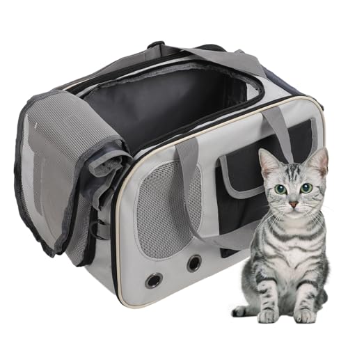 Asixxsix Faltbarer Haustiertransporter für Hunde, Handtasche aus Oxford-Stoff mit Stahldrahtrahmen und Verstellbarem Riemen, von Fluggesellschaften Zugelassener Haustiertransporter (Black) von Asixxsix