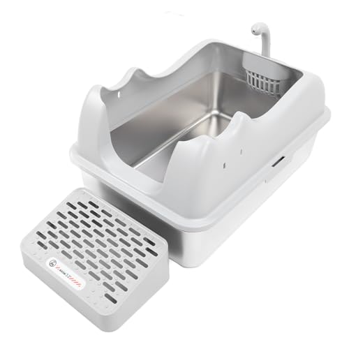 Geschlossene Katzentoilette aus Edelstahl, Extra Großer Tretfilter, Metall-Katzentoilette mit Hohen Seiten, Auslaufsicher, Nicht Klebrig, Katzentoilette mit Schaufel für Kleine Geschlossene Katzentoilette aus Edelstahl, Extra Großer Tretfilter, Metall-Katzentoilette mit Hohen Seiten, Auslaufsicher, Nicht Klebrig, Katzentoilette mit Schaufel für Kleine von Asixxsix