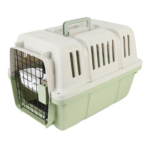Großer Raum Plastikhundkiste, Atmungsaktives Netzdesign, Bequemer Reiseträger für Kleines Haustier, 31 X 46 X 30,7 cm Tragbarer Schlafkasten mit Fluggesellschaften (Green) von Asixxsix