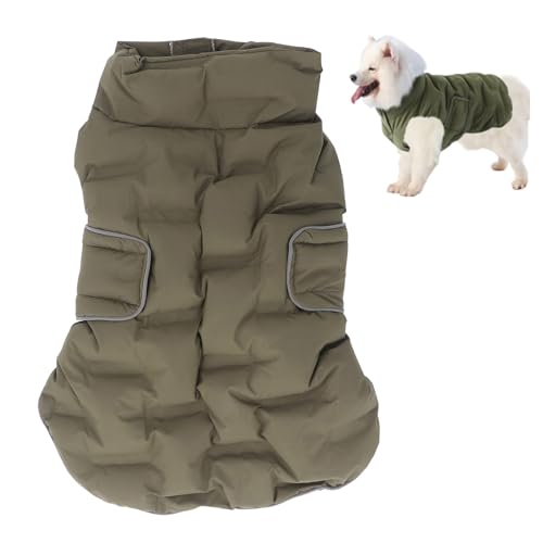 Asixxsix Hundemäntel für Kaltes Wetter, Wasserdichter Warmer Wintermantel für Hunde, Winddicht, Gemütliche Hundejacke mit Reflektierendem Streifen, Warme Winterkleidung für Hunde (L) von Asixxsix