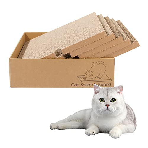 Asixxsix Kratzmatte für Katzen, 5 Packungen in 1 Umkehrbar Langlebig, recycelbar Katzenkratzer Pappe 16,9x10x5 Zoll Moderne Kratzmatte für Katzen aus Wellpappe mit Box für Wohnungskatzen von Asixxsix