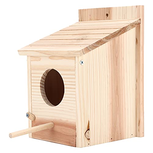Vogelhäuser für Draußen, Praktisches Vogelhaus aus Holz Zum Aufhängen, Sichere Vogelhaus-Zuchtbox mit Standstange für Finken, Drosseln, Kardinäle Vogelhäuser für Draußen, Praktisches Vogelhaus aus Holz Zum Aufhängen, Sichere Vogelhaus-Zuchtbox mit Standstange für Finken, Drosseln, Kardinäle von Asixxsix
