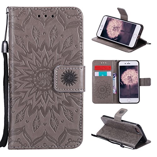 Asnlove Tasche für iPhone 8, Handyhülle iPhone 7 Leder, Premium Ledertasche im Ständer Book Case Brieftasche mit Kartenfach Magnetverschluss und Standfunktion für Apple iPhone 8/7 Design Mandala von Asnlove