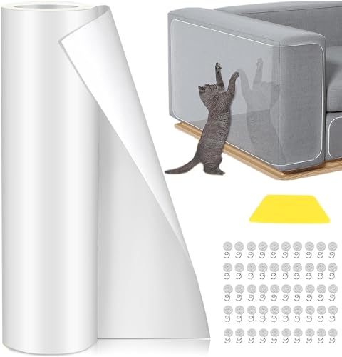 Kratzschutz Katze Tape 40x300cm, Anti Kratz Folie für Katzen, kratzschutz Sofa Katze Folie, Selbstklebend Kratzschutzfolie Kratzpads mit 50 Schrauben für Möbel Sofa Wand Tür Schutz Kratzschutz Katze Tape 40x300cm, Anti Kratz Folie für Katzen, kratzschutz Sofa Katze Folie, Selbstklebend Kratzschutzfolie Kratzpads mit 50 Schrauben für Möbel Sofa Wand Tür Schutz von Asoway
