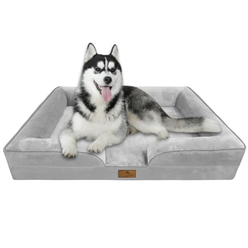 Aspand Hundebett Orthopädisch Grosse Hunde,Dreiseitig Hochgezogen, 106x81cm, Einzeln Abnehmbar, Waschbar, Weich Und Bequem, Hundebett, Grau Aspand Hundebett Orthopädisch Grosse Hunde,Dreiseitig Hochgezogen, 106x81cm, Einzeln Abnehmbar, Waschbar, Weich Und Bequem, Hundebett, Grau von Aspand