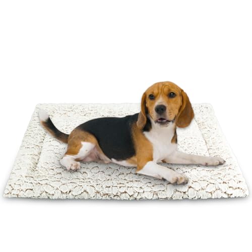 Aspand Hundebett für Mittelgroße Hunde-Hundebetten mit Weichem,75x50cm-Hundebett mit Weichem,Kurzem Flor und Rutschfester Unterseite-Hundebetten in Marmoroptik,Khaki von Aspand