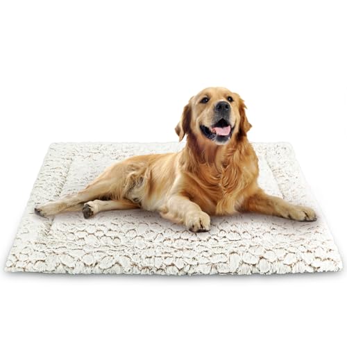 Aspand Orthopädisches Hundebett für Große und Mittelgroße Hunde,94x61cm-Hundebett mit Weichem,Kurzem Flor und Rutschfester Unterseite-Hundebetten in Marmoroptik,Khaki von Aspand