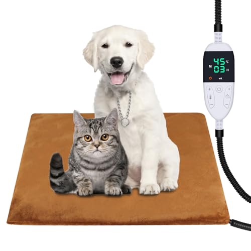 Haustier Heizkissen für Katze Hunde, Heizdecke Hund 12H Timer, 30-60℃ Temperatur Einstellbar Heizdecke Haustier Hunde Heizmatte Sicher Heizdecke, Elektrisch Heizdecke für Hunde Katzen-45*45cm von Asstikoo