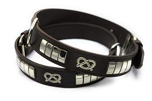 Astile Dog Gear Staffordshire Bullterrier-Halsband aus Leder mit klassischem Staffy-Knoten und Nieten in Schwarz / Braun / Hellbraun (56 cm Gesamthalsbandlänge, Braun) von Astile Dog Gear