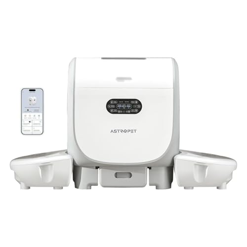 AstroPet 101L Selbstreinigende Katzentoilette, XXL Katzenklo Selbstreinigend für Mehrere Katzen,Zwei Eingängen, UV-Sterilisation, Desodorierung mit negativen Sauerstoff-Ionen (Grau) von AstroPet