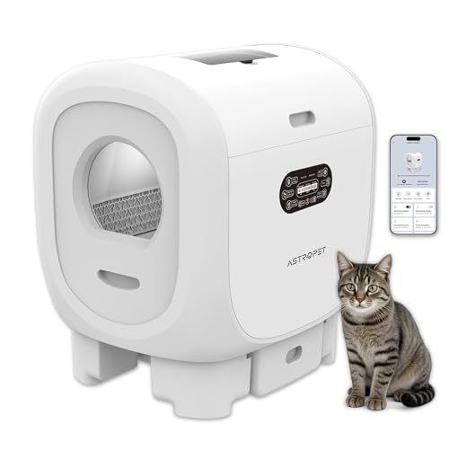 AstroPet 101L großem Katzenklo Selbstreinigend mit APP Steuerung,XXL Selbstreinigende Katzentoilette für Mehrere Katzen,Zwei Eingängen, UV-Sterilisation, Desodorierung mit negativen Sauerstoff-Ionen AstroPet 101L großem Katzenklo Selbstreinigend mit APP Steuerung,XXL Selbstreinigende Katzentoilette für Mehrere Katzen,Zwei Eingängen, UV-Sterilisation, Desodorierung mit negativen Sauerstoff-Ionen von AstroPet