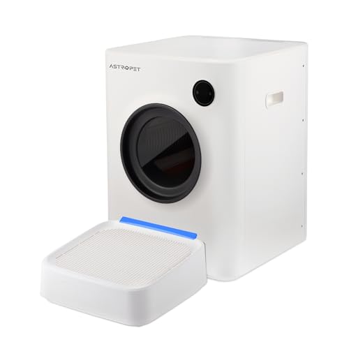 AstroPet Selbstreinigende Katzentoilette mit Matte, 68L Katzenklo, App-Steuerung, Fünffacher Sicherheitsschutz, APP Überwachung, Automatischer Katzenstreuwechsel (ACLB-001 + AACM-001) von AstroPet