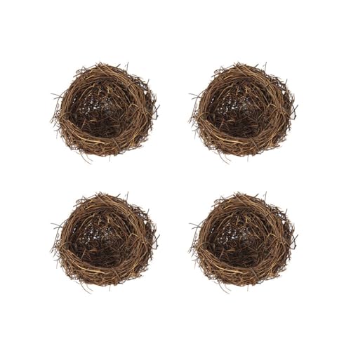 4PCS Rattan Vogelnester, Zcargel 20/15/12/10/8/6cm Ostern Handmade Natural Rattan Vogelnester Faux Vogelnest mit Eiern Osterdekoration für Ostern Party Landschaft Terrasse Dekoration Familie Garten von Asudaro