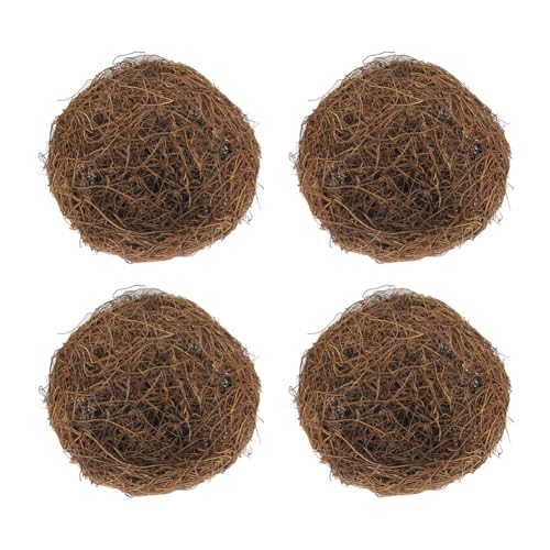 4PCS Rattan Vogelnester, Zcargel 20/15/12/10/8/6cm Ostern Handmade Natural Rattan Vogelnester Faux Vogelnest mit Eiern Osterdekoration für Ostern Party Landschaft Terrasse Dekoration Familie Garten von Asudaro