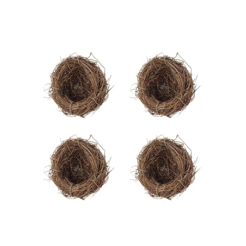 4PCS Rattan Vogelnester, Zcargel 20/15/12/10/8/6cm Ostern Handmade Natural Rattan Vogelnester Faux Vogelnest mit Eiern Osterdekoration für Ostern Party Landschaft Terrasse Dekoration Familie Garten von Asudaro