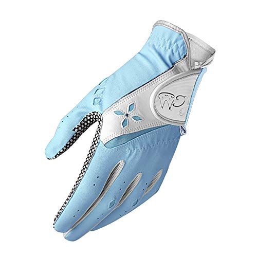 Asudaro Golf Handschuhe 1 Paar PU rutschfeste Partikel Damen Sommer Golfhandschuhe für Rechtshänder Linkshänder Feste Verstellbare Atmungsaktive Handschuhe Outdoor-Sportarten Blau von Asudaro