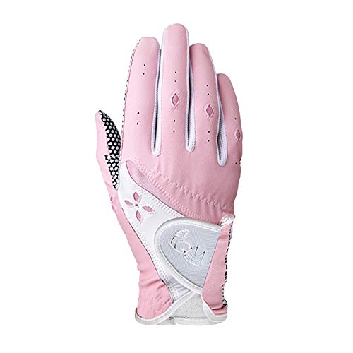 Asudaro Golf Handschuhe 1 Paar PU rutschfeste Partikel Damen Sommer Golfhandschuhe für Rechtshänder Linkshänder Feste Verstellbare Atmungsaktive Handschuhe Outdoor-Sportarten Rosa von Asudaro